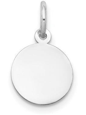 21mm x 15mm Solid 14k White Gold Plain .009 Gauge Circular Engravable Disc Charm Pendant
